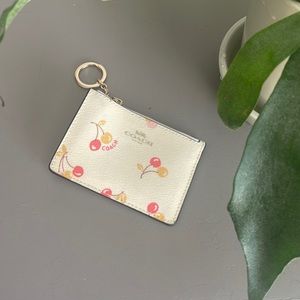 NWOT - coach - Mini card Case With cherry Print